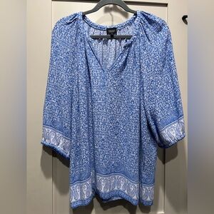 Jones & Co Blouse Periwinkle Blue Super Cute Size 1X Excellent Condition
